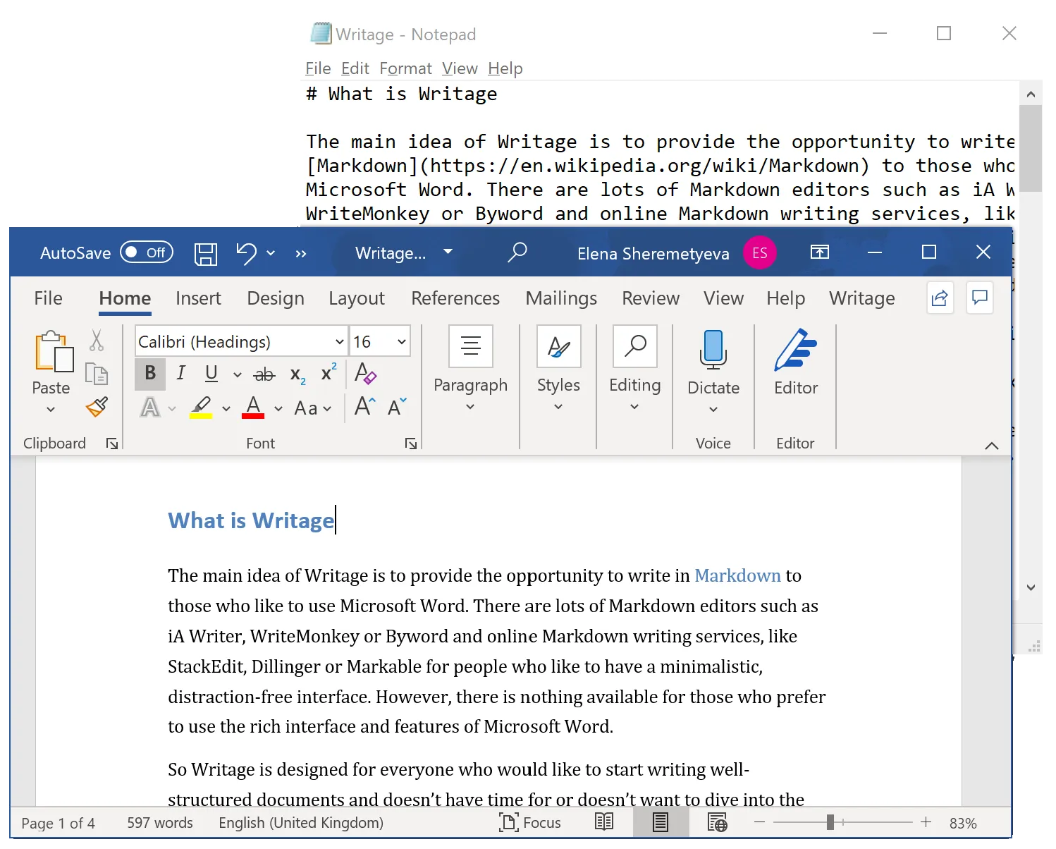 DOCX to Markdown conversion